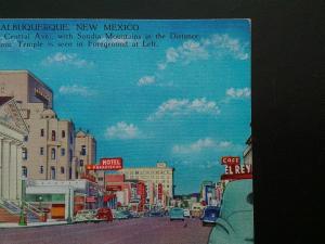 1951 Albuquerque Postmark, Linen Postcard--- Central Ave., Masonic Temple