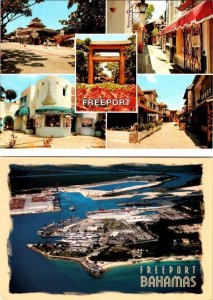 2~4X6 Postcards Freeport, Bahamas BAZAAR STORES~Casablanca Make-Up & AERIAL VIEW