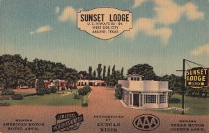 Postcard Sunset Lodge Abilene Texas TX