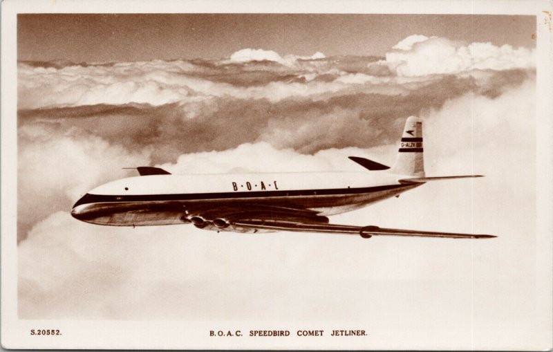 BOAC Speedbird Comet Jetliner Airplane  Bridge House RPPC Postcard F60