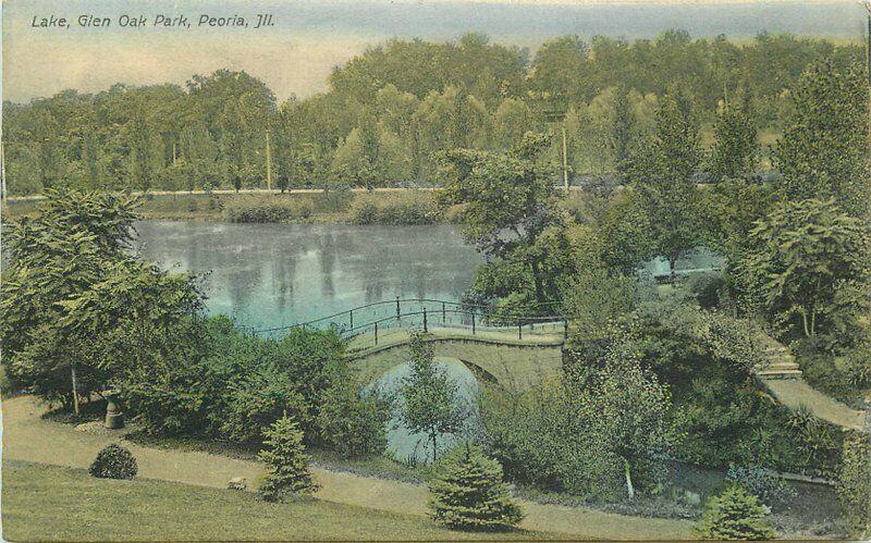 Lake, Glen Oak Park Peoria Illinois Strauss 1908 Postcard 5696