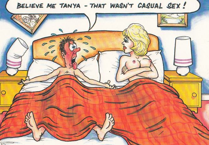 Casual Sex Gone Wrong Just Married Lady Woman Called Tanya Comic Humour Postcard Topics - Cartoons and Comics