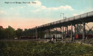 Vintage Postcard 1930's High Level Walk Bridge Norwalk Ohio