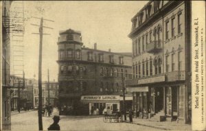 Woonsocket RI Market Square From Arnold St. RPO Cancel c1910 Postcard