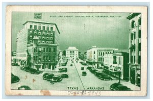 1943 State Line Avenue Looking North Texarkana Arkansas Texas Vintage Postcard 