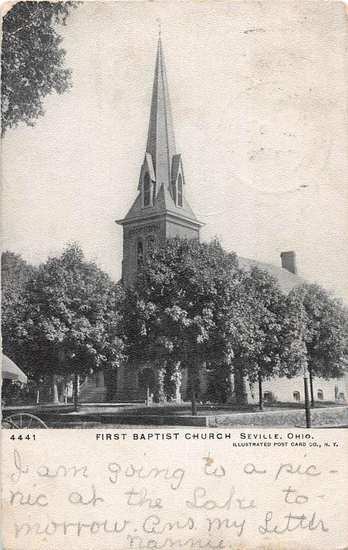 E53/ Seville Ohio Postcard Medina County First Baptist Church