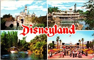 Circa 1955 Disneyland Calif Postcard Castle Mark Twain Jungle River Town Square