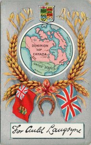 Dominion of Canada Patriotic For Auld Langsyne Red Ensign Wheat Postcard H15