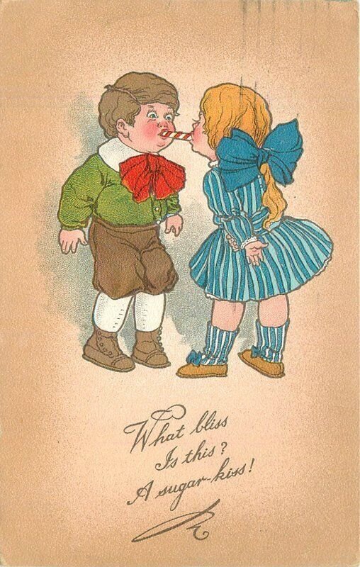 1912 Tuck Children Candy Cane comic humor #105 Postcard 22-7311