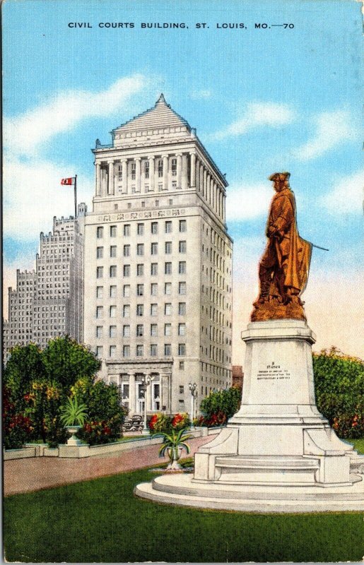 Vtg Pinterest Civil Courts Building Pierre Laclede Statue St Louis MO Postcard