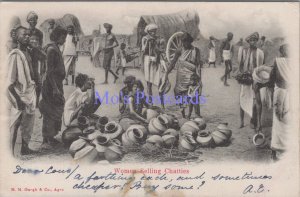 India Postcard - Women Selling Chatties, Sea Post Office Stamp 1906 - DC2261