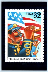 2 Postcards PATRIOTIC U.S. STAMPS ~ Stars and Stripes United We Stand 4x6