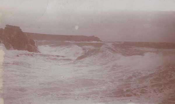 Scilly Isles Stromy Storm Style Rough Sea Original Antique Real Photo Postcard