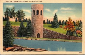 Vtg 1930s Carillon Longwood Gardens Wilmington Delaware DE Unused Linen Postcard