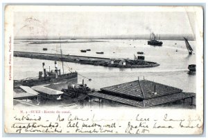 1907 Bird's Eye View Of Suez Entree Du Canal Egypt Posted Antique Postcard