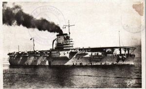 RPPC Photo French Navy aircraft carrier Béarn War Time