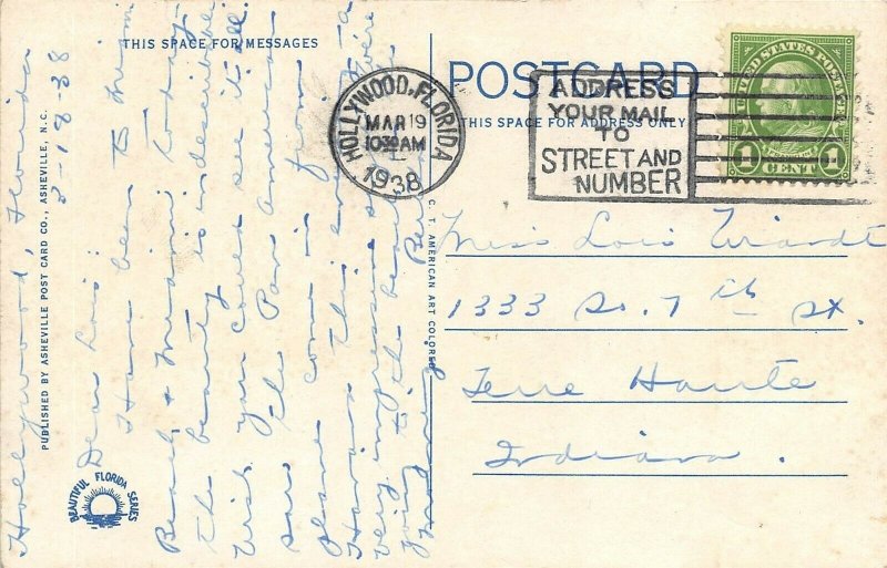 Hollywood Florida 1938 Postcard Park View Hotel