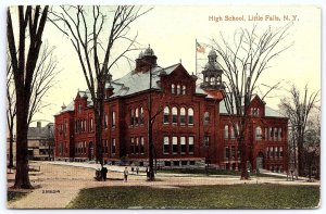 1916 High School Building Ground Park View Little Falls New York Posted Postcard