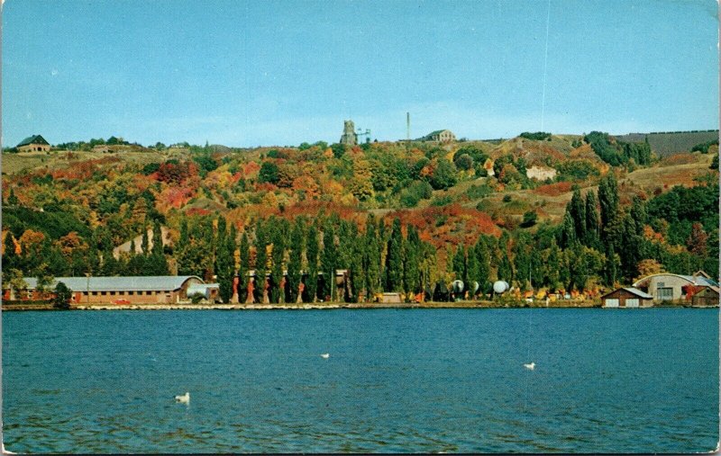 Vtg Hancock Michigan MI Quincy Hill Portage Lake 1950s Old Chrome View Postcard