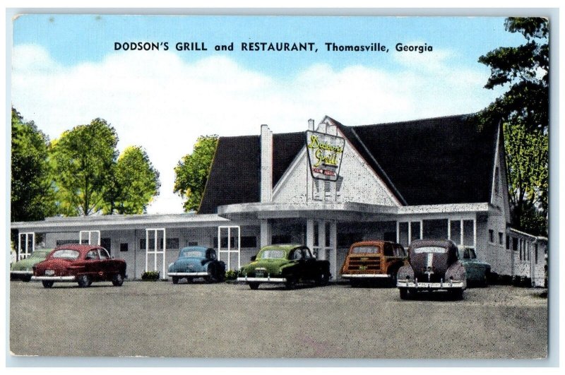 c1940's Dodson's Grill And Restaurant Thomasville Georgia GA Unposted Postcard