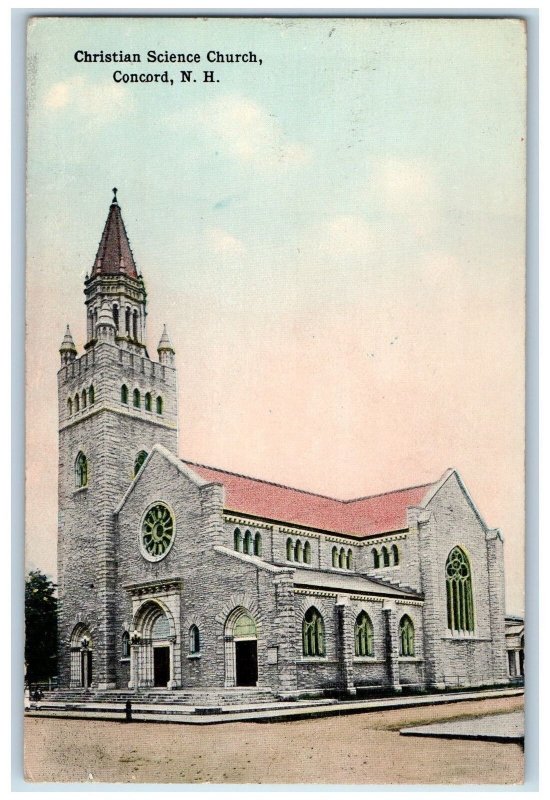 c1950's Christian Science Church Tower View Concord New Hampshire NH Postcard 