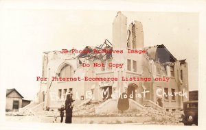 CA, Long Beach, California, RPPC, 1933 Earthquake,East LB Methodist Church,Photo