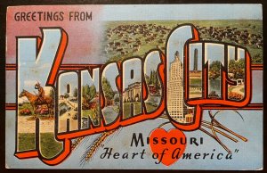Vintage Postcard 1945 Greetings from Kansas City, Missouri (MO)