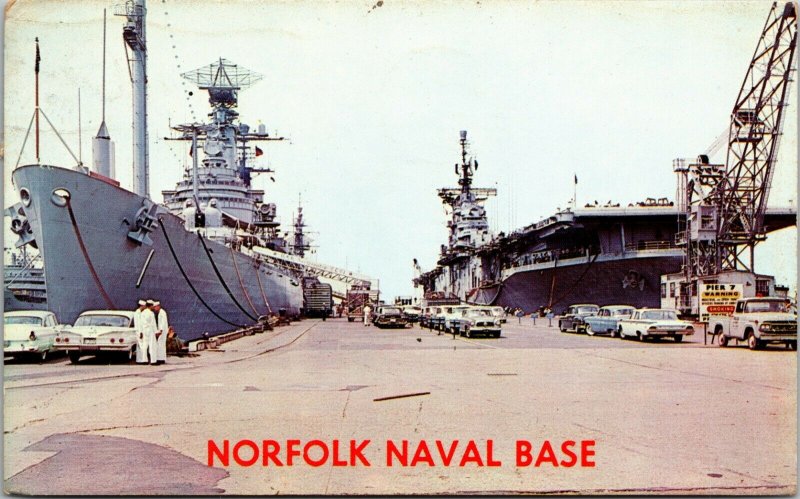 US Navy Norfolk Naval Base, World's Largest Naval Base, VA, Old Postcard