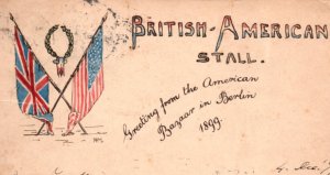 Hand Drawn Postcard Tripartite Convention Of 1899 British American Stall Berlin