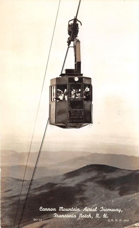 Franconia Notch New Hampshire~Cannon Mountain Aerial Tramway~People Posing~RPPC