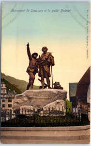 Postcard - Saussure monument and the Balmat guide - Chamonix, France
