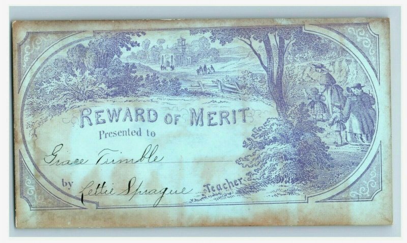 1880s Victorian Reward Of Merit Cards Birds Pansies Swan Ship Lot Of 10 7D