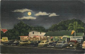 Postcard 1940s Florida St. Petersburg Lighthouse Inn autos Night Teich  22-12817