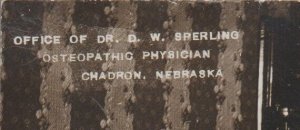 Chadron NEBRASKA RPPC 1908 INTERIOR DOCTOR'S OFFICE M.D. Osteopath Dr. Sperling