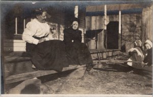 Winthrop Minnesota Jamison Family  Ladies with Dog RPPC Postcard Z20