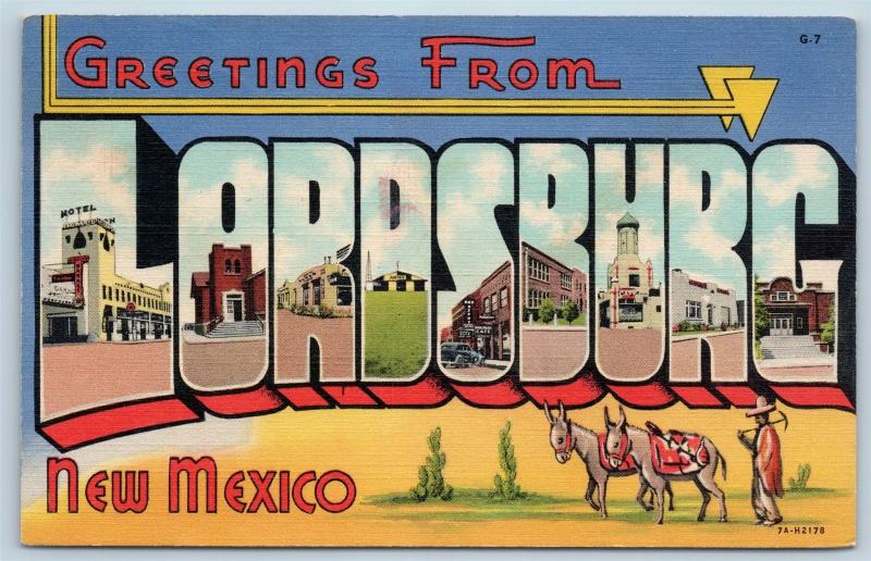 Postcard NM Large Letter Greetings From Lordsburg New Mexico Vintage Linen P3