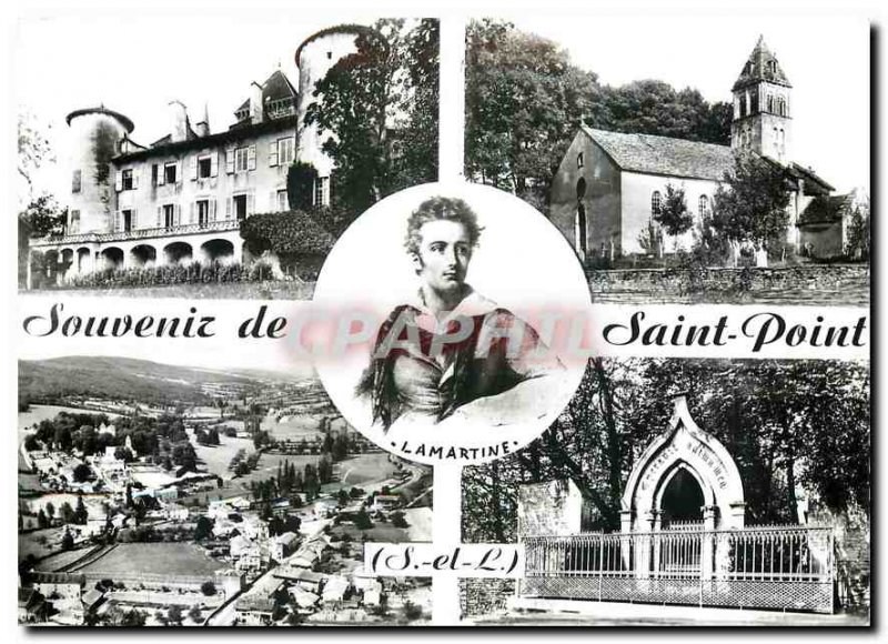 Modern Postcard Souvenir de Saint Point S and L Chateau de Lamartine Church G...