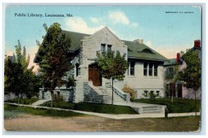 1920 Public Library Exterior Building Road Louisiana Missouri Vintage Postcard