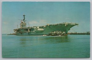 Ship~USS Forrestal On Of The Mightiest Aircraft Carriers~Vintage Postcard 