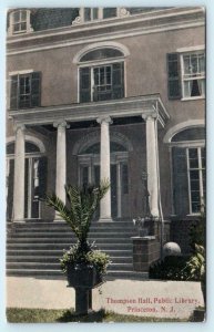 PRINCETON, New Jersey NJ ~ Handcolored THOMPSON HALL Public Library Postcard