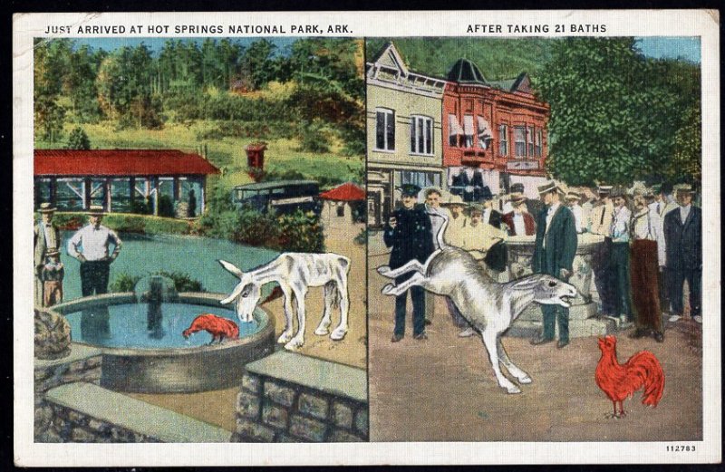 Arkansas Just Arrived at HOT SPRINGS NATIONAL PARK 21 baths comic pm1936 LINEN