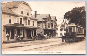 K11/ East Corinth Maine RPPC Postcard c1910 Trolley Depot Waiting Room 556