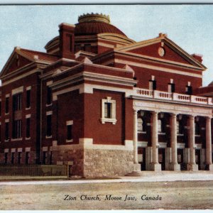 c1910s Moose Jaw, Sask, Litho Zion Church Photo PC Lewis Rice Saskatchewan A166