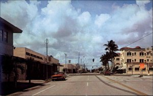 Delray Beach Florida FL Atlantic Ave Classic 1960s Cars Vintage Postcard