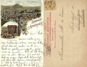 greece, ATHENS ATHENES, Multiview, Panorama, Temple of Athena Nike 1899 Postcard