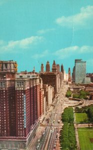 Vintage Postcard Conrad Hilton Hotel Building on Michigan Boulevard Chicago ILL