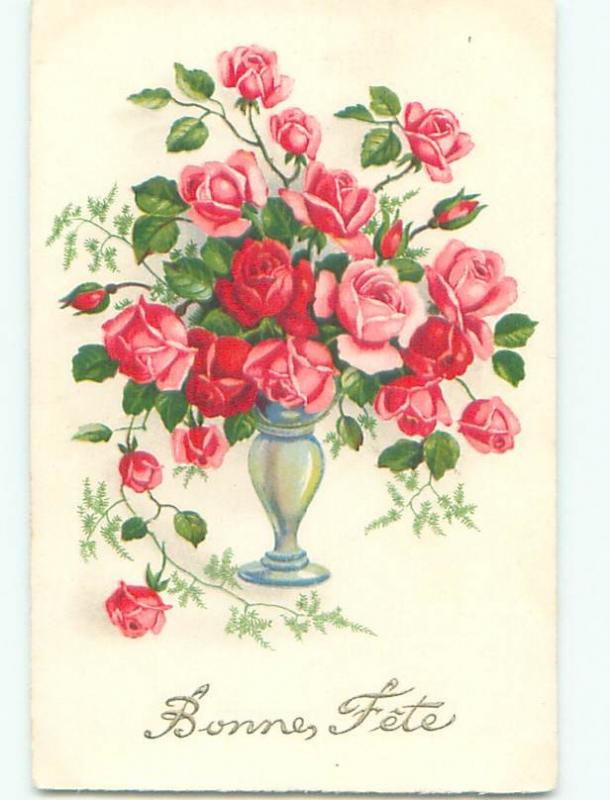 Very Old Foreign Postcard BEAUTIFUL FLOWERS SCENE AA4891
