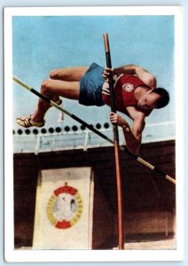 U.S.S.R. Russia ~ Spartakiad II ~ VASILY KUZNETSOV Pole Vaulter 4x6 Postcard