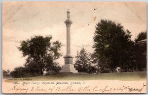 Fremont Ohio OH, 1905 Major George Stephenson Monument, Column, Cannon, Postcard
