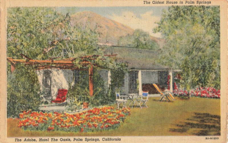 Postcard The Adobe Hotel The Oasis Palm Springs California Posted 1949